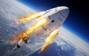 Illustration of the SpaceX Crew Dragon and Falcon 9 rocket